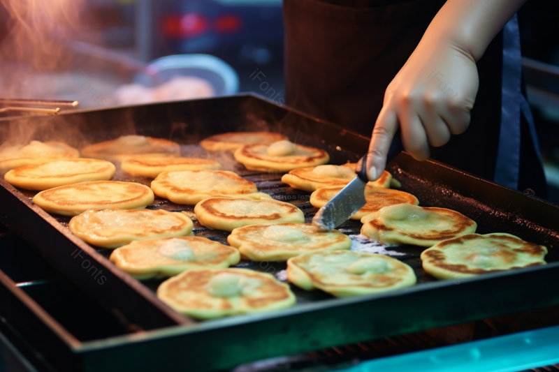 中华美食路边摊葱油饼夜市老街美食,高清,摄影图,摄影图片,图片大全,摄影图免费下载